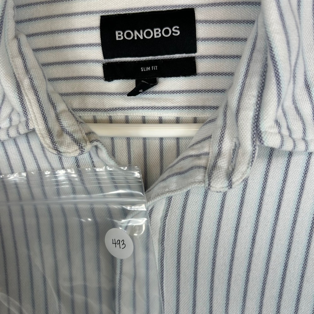 Bonobos Mens Slim Fit Striped Button Down Shirt White Blue BKT10958S Size S - Picture 9 of 9